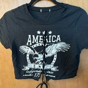 Black tie/lace up top - Graphic tee